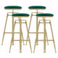 Glam Liftable Rotatable Counter Stool Iron Cafe Bar Stool with Cushion and Pedal Green Backless 4 Piece Set Clearhalo 'Bar Furniture' 'Bar Stools' 'bar_stools' 'furn' 'furn_bar_stools' 'Furniture' 'furniture_bar_stools' 'Kitchen & Dining Furniture' 5042523