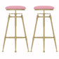 Glam Liftable Rotatable Counter Stool Iron Cafe Bar Stool with Cushion and Pedal Pink Backless 2 Piece Set Clearhalo 'Bar Furniture' 'Bar Stools' 'bar_stools' 'furn' 'furn_bar_stools' 'Furniture' 'furniture_bar_stools' 'Kitchen & Dining Furniture' 5042528