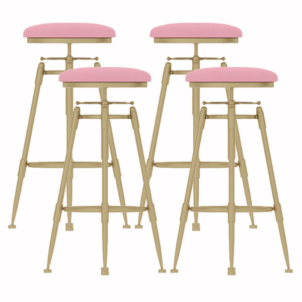 Glam Liftable Rotatable Counter Stool Iron Cafe Bar Stool with Cushion and Pedal Pink Backless 4 Piece Set Clearhalo 'Bar Furniture' 'Bar Stools' 'bar_stools' 'furn' 'furn_bar_stools' 'Furniture' 'furniture_bar_stools' 'Kitchen & Dining Furniture' 5042529