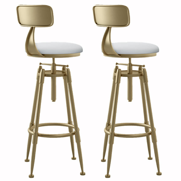 Glam Liftable Rotatable Counter Stool Iron Cafe Bar Stool with Cushion and Pedal White With Back 2 Piece Set Clearhalo 'Bar Furniture' 'Bar Stools' 'bar_stools' 'furn' 'furn_bar_stools' 'Furniture' 'furniture_bar_stools' 'Kitchen & Dining Furniture' 5042532