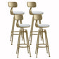 Glam Liftable Rotatable Counter Stool Iron Cafe Bar Stool with Cushion and Pedal White With Back 4 Piece Set Clearhalo 'Bar Furniture' 'Bar Stools' 'bar_stools' 'furn' 'furn_bar_stools' 'Furniture' 'furniture_bar_stools' 'Kitchen & Dining Furniture' 5042533