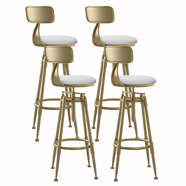 Glam Liftable Rotatable Counter Stool Iron Cafe Bar Stool with Cushion and Pedal White With Back 4 Piece Set Clearhalo 'Bar Furniture' 'Bar Stools' 'bar_stools' 'furn' 'furn_bar_stools' 'Furniture' 'furniture_bar_stools' 'Kitchen & Dining Furniture' 5042533