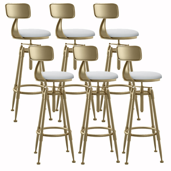 Glam Liftable Rotatable Counter Stool Iron Cafe Bar Stool with Cushion and Pedal White With Back 6 Piece Set Clearhalo 'Bar Furniture' 'Bar Stools' 'bar_stools' 'furn' 'furn_bar_stools' 'Furniture' 'furniture_bar_stools' 'Kitchen & Dining Furniture' 5042534