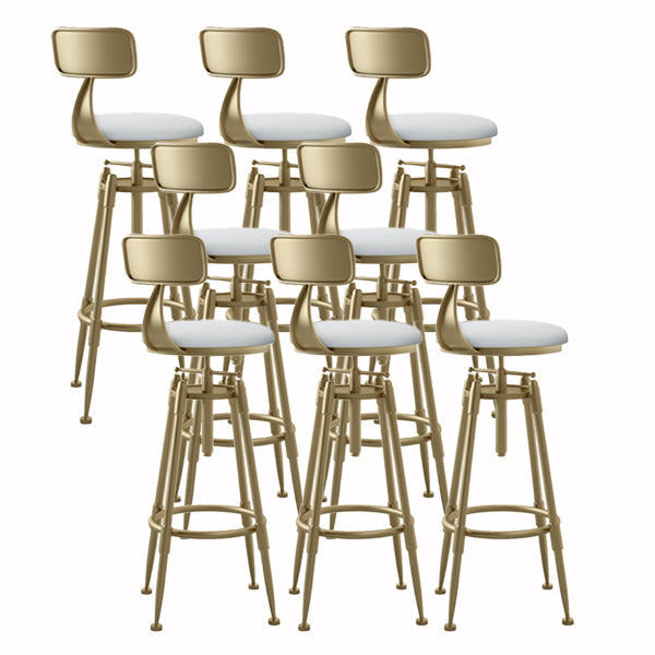 Glam Liftable Rotatable Counter Stool Iron Cafe Bar Stool with Cushion and Pedal White With Back 8 Piece Set Clearhalo 'Bar Furniture' 'Bar Stools' 'bar_stools' 'furn' 'furn_bar_stools' 'Furniture' 'furniture_bar_stools' 'Kitchen & Dining Furniture' 5042535