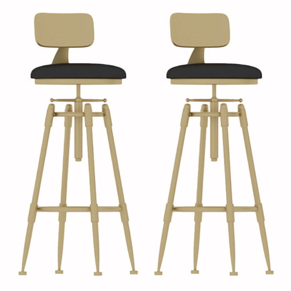 Glam Liftable Rotatable Counter Stool Iron Cafe Bar Stool with Cushion and Pedal Black With Back 2 Piece Set Clearhalo 'Bar Furniture' 'Bar Stools' 'bar_stools' 'furn' 'furn_bar_stools' 'Furniture' 'furniture_bar_stools' 'Kitchen & Dining Furniture' 5042536