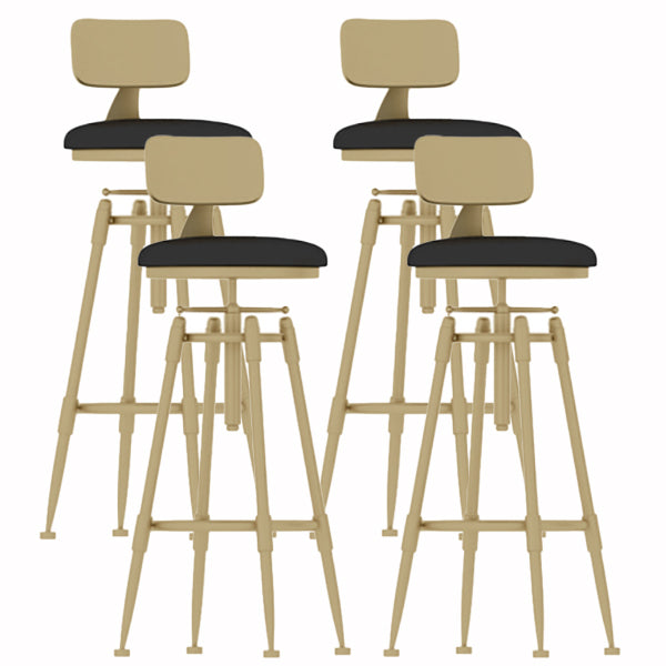 Glam Liftable Rotatable Counter Stool Iron Cafe Bar Stool with Cushion and Pedal Black With Back 4 Piece Set Clearhalo 'Bar Furniture' 'Bar Stools' 'bar_stools' 'furn' 'furn_bar_stools' 'Furniture' 'furniture_bar_stools' 'Kitchen & Dining Furniture' 5042537