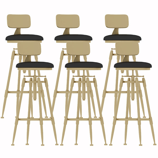 Glam Liftable Rotatable Counter Stool Iron Cafe Bar Stool with Cushion and Pedal Black With Back 6 Piece Set Clearhalo 'Bar Furniture' 'Bar Stools' 'bar_stools' 'furn' 'furn_bar_stools' 'Furniture' 'furniture_bar_stools' 'Kitchen & Dining Furniture' 5042538