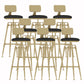 Glam Liftable Rotatable Counter Stool Iron Cafe Bar Stool with Cushion and Pedal Black With Back 8 Piece Set Clearhalo 'Bar Furniture' 'Bar Stools' 'bar_stools' 'furn' 'furn_bar_stools' 'Furniture' 'furniture_bar_stools' 'Kitchen & Dining Furniture' 5042539