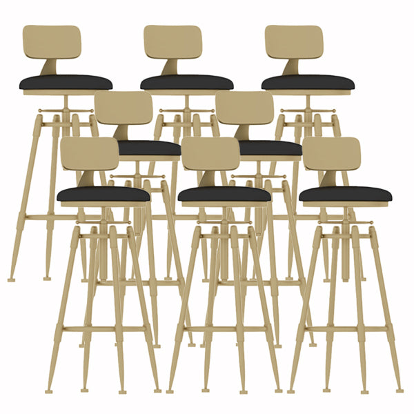 Glam Liftable Rotatable Counter Stool Iron Cafe Bar Stool with Cushion and Pedal Black With Back 8 Piece Set Clearhalo 'Bar Furniture' 'Bar Stools' 'bar_stools' 'furn' 'furn_bar_stools' 'Furniture' 'furniture_bar_stools' 'Kitchen & Dining Furniture' 5042539