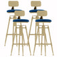 Glam Liftable Rotatable Counter Stool Iron Cafe Bar Stool with Cushion and Pedal Blue With Back 4 Piece Set Clearhalo 'Bar Furniture' 'Bar Stools' 'bar_stools' 'furn' 'furn_bar_stools' 'Furniture' 'furniture_bar_stools' 'Kitchen & Dining Furniture' 5042541