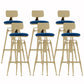 Glam Liftable Rotatable Counter Stool Iron Cafe Bar Stool with Cushion and Pedal Blue With Back 6 Piece Set Clearhalo 'Bar Furniture' 'Bar Stools' 'bar_stools' 'furn' 'furn_bar_stools' 'Furniture' 'furniture_bar_stools' 'Kitchen & Dining Furniture' 5042542