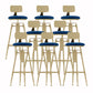 Glam Liftable Rotatable Counter Stool Iron Cafe Bar Stool with Cushion and Pedal Blue With Back 8 Piece Set Clearhalo 'Bar Furniture' 'Bar Stools' 'bar_stools' 'furn' 'furn_bar_stools' 'Furniture' 'furniture_bar_stools' 'Kitchen & Dining Furniture' 5042543