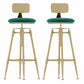 Glam Liftable Rotatable Counter Stool Iron Cafe Bar Stool with Cushion and Pedal Green With Back 2 Piece Set Clearhalo 'Bar Furniture' 'Bar Stools' 'bar_stools' 'furn' 'furn_bar_stools' 'Furniture' 'furniture_bar_stools' 'Kitchen & Dining Furniture' 5042544