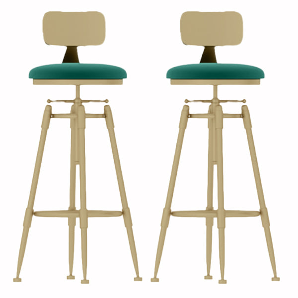 Glam Liftable Rotatable Counter Stool Iron Cafe Bar Stool with Cushion and Pedal Green With Back 2 Piece Set Clearhalo 'Bar Furniture' 'Bar Stools' 'bar_stools' 'furn' 'furn_bar_stools' 'Furniture' 'furniture_bar_stools' 'Kitchen & Dining Furniture' 5042544