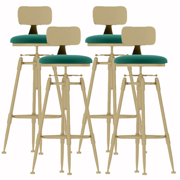 Glam Liftable Rotatable Counter Stool Iron Cafe Bar Stool with Cushion and Pedal Green With Back 4 Piece Set Clearhalo 'Bar Furniture' 'Bar Stools' 'bar_stools' 'furn' 'furn_bar_stools' 'Furniture' 'furniture_bar_stools' 'Kitchen & Dining Furniture' 5042545