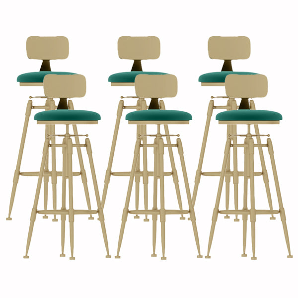 Glam Liftable Rotatable Counter Stool Iron Cafe Bar Stool with Cushion and Pedal Green With Back 6 Piece Set Clearhalo 'Bar Furniture' 'Bar Stools' 'bar_stools' 'furn' 'furn_bar_stools' 'Furniture' 'furniture_bar_stools' 'Kitchen & Dining Furniture' 5042546