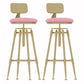 Glam Liftable Rotatable Counter Stool Iron Cafe Bar Stool with Cushion and Pedal Pink With Back 2 Piece Set Clearhalo 'Bar Furniture' 'Bar Stools' 'bar_stools' 'furn' 'furn_bar_stools' 'Furniture' 'furniture_bar_stools' 'Kitchen & Dining Furniture' 5042548