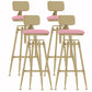 Glam Liftable Rotatable Counter Stool Iron Cafe Bar Stool with Cushion and Pedal Pink With Back 4 Piece Set Clearhalo 'Bar Furniture' 'Bar Stools' 'bar_stools' 'furn' 'furn_bar_stools' 'Furniture' 'furniture_bar_stools' 'Kitchen & Dining Furniture' 5042549