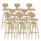 Glam Liftable Rotatable Counter Stool Iron Cafe Bar Stool with Cushion and Pedal Pink With Back 8 Piece Set Clearhalo 'Bar Furniture' 'Bar Stools' 'bar_stools' 'furn' 'furn_bar_stools' 'Furniture' 'furniture_bar_stools' 'Kitchen & Dining Furniture' 5042551