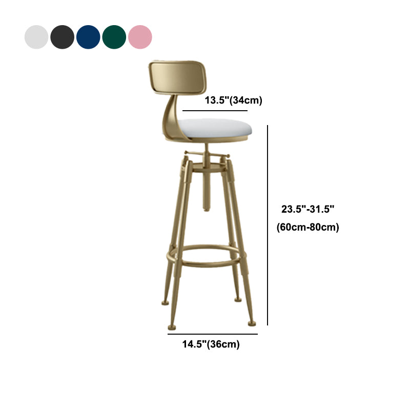 Glam Liftable Rotatable Counter Stool Iron Cafe Bar Stool with Cushion and Pedal Clearhalo 'Bar Furniture' 'Bar Stools' 'bar_stools' 'furn' 'furn_bar_stools' 'Furniture' 'furniture_bar_stools' 'Kitchen & Dining Furniture' 5042552