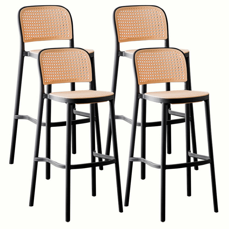 Contemporary Style Bar-stool Plastic Counter Bar Stool for Home Black 4 Piece Set Clearhalo 'Bar Furniture' 'Bar Stools' 'bar_stools' 'furn' 'furn_bar_stools' 'Furniture' 'furniture_bar_stools' 'Kitchen & Dining Furniture' 5042564