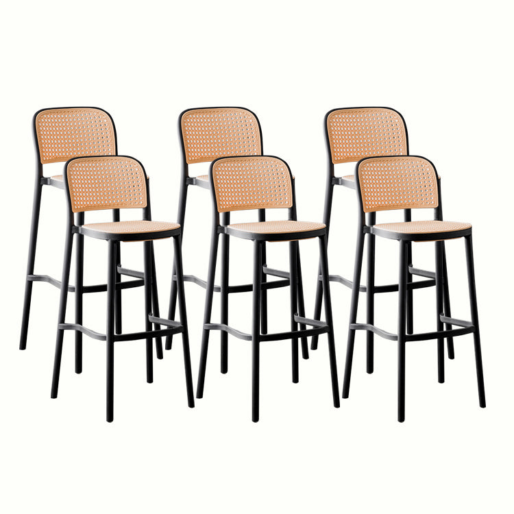 Contemporary Style Bar-stool Plastic Counter Bar Stool for Home Black 6 Piece Set Clearhalo 'Bar Furniture' 'Bar Stools' 'bar_stools' 'furn' 'furn_bar_stools' 'Furniture' 'furniture_bar_stools' 'Kitchen & Dining Furniture' 5042566