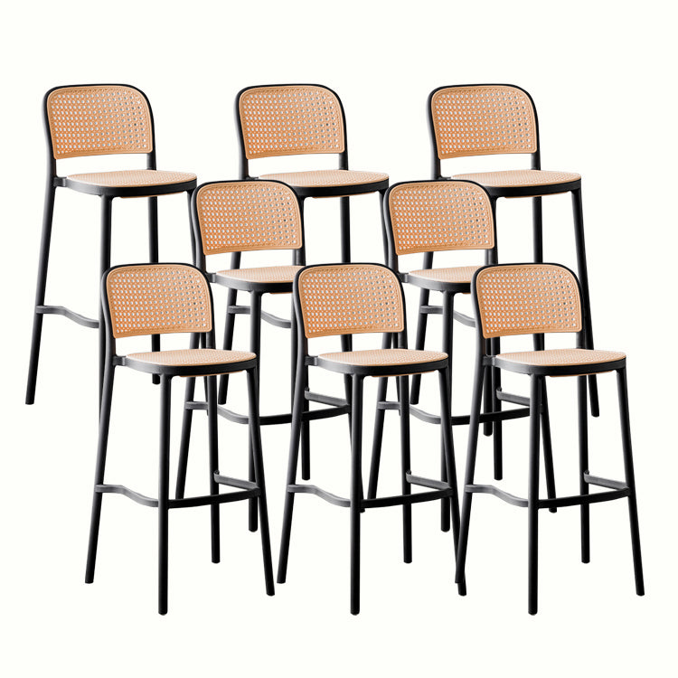 Contemporary Style Bar-stool Plastic Counter Bar Stool for Home Black 8 Piece Set Clearhalo 'Bar Furniture' 'Bar Stools' 'bar_stools' 'furn' 'furn_bar_stools' 'Furniture' 'furniture_bar_stools' 'Kitchen & Dining Furniture' 5042568