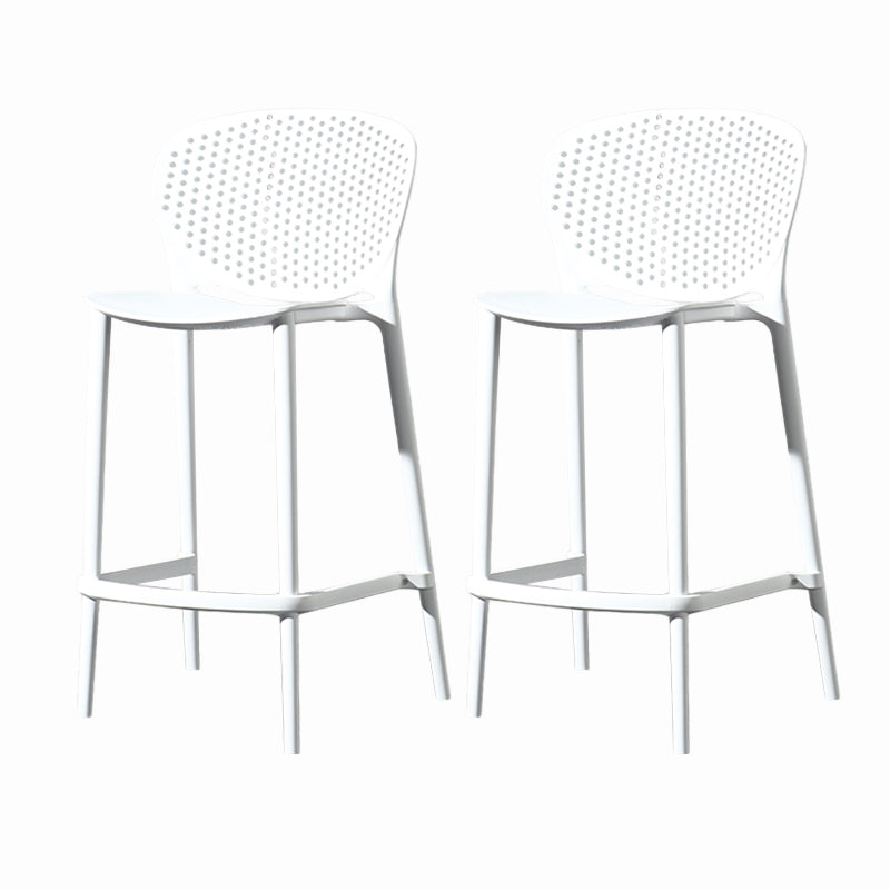 Contemporary Style Stackable Bar-stool Plastic Counter Bar Stool for Home White 2 Piece Set Counter Stool(26"H) Clearhalo 'Bar Furniture' 'Bar Stools' 'bar_stools' 'furn' 'furn_bar_stools' 'Furniture' 'furniture_bar_stools' 'Kitchen & Dining Furniture' 5042578
