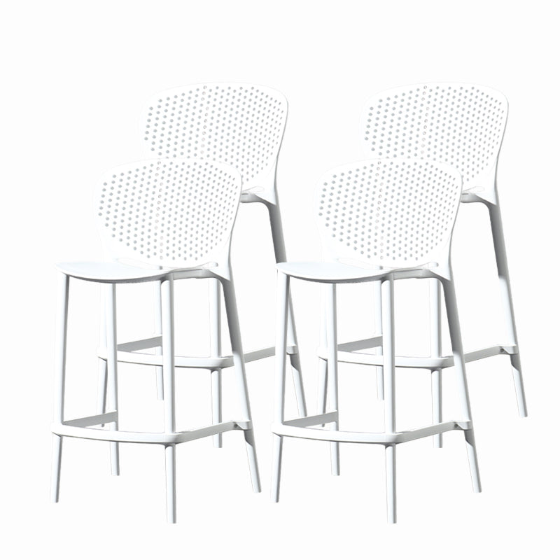 Contemporary Style Stackable Bar-stool Plastic Counter Bar Stool for Home White 4 Piece Set Counter Stool(26"H) Clearhalo 'Bar Furniture' 'Bar Stools' 'bar_stools' 'furn' 'furn_bar_stools' 'Furniture' 'furniture_bar_stools' 'Kitchen & Dining Furniture' 5042580