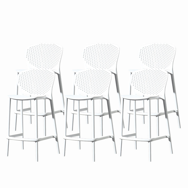 Contemporary Style Stackable Bar-stool Plastic Counter Bar Stool for Home White 6 Piece Set Counter Stool(26"H) Clearhalo 'Bar Furniture' 'Bar Stools' 'bar_stools' 'furn' 'furn_bar_stools' 'Furniture' 'furniture_bar_stools' 'Kitchen & Dining Furniture' 5042582