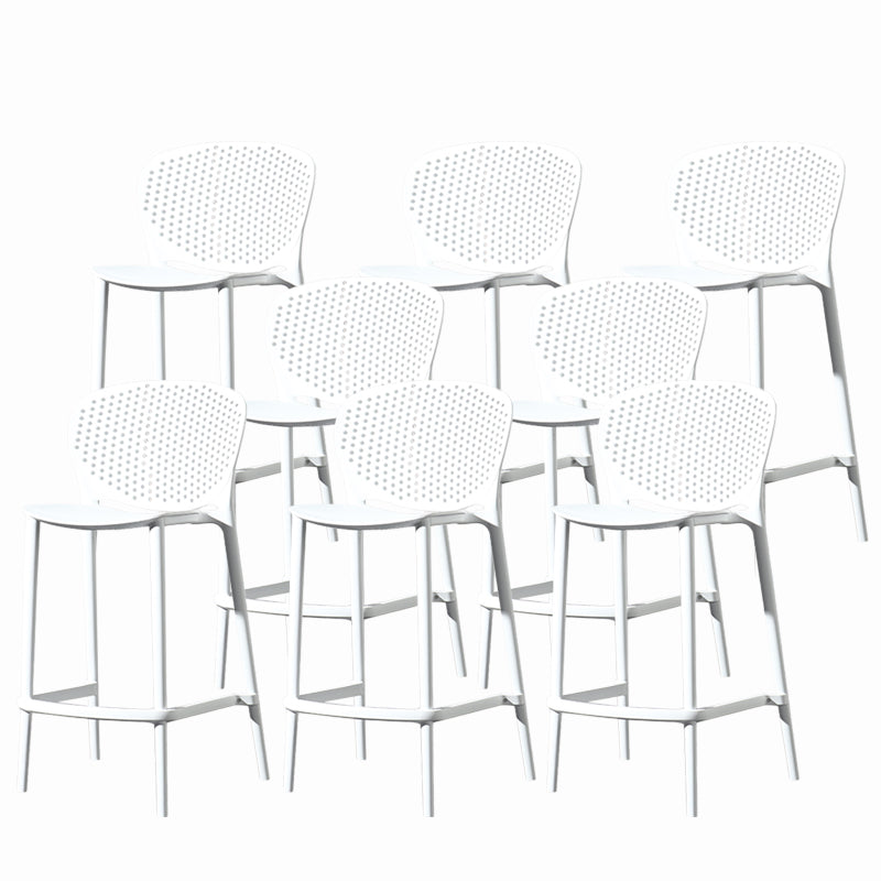 Contemporary Style Stackable Bar-stool Plastic Counter Bar Stool for Home White 8 Piece Set Counter Stool(26"H) Clearhalo 'Bar Furniture' 'Bar Stools' 'bar_stools' 'furn' 'furn_bar_stools' 'Furniture' 'furniture_bar_stools' 'Kitchen & Dining Furniture' 5042583