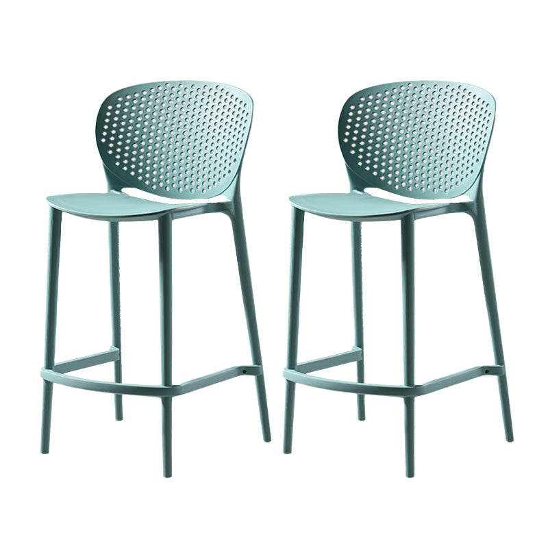 Contemporary Style Stackable Bar-stool Plastic Counter Bar Stool for Home Turquoise 2 Piece Set Counter Stool(26"H) Clearhalo 'Bar Furniture' 'Bar Stools' 'bar_stools' 'furn' 'furn_bar_stools' 'Furniture' 'furniture_bar_stools' 'Kitchen & Dining Furniture' 5042585