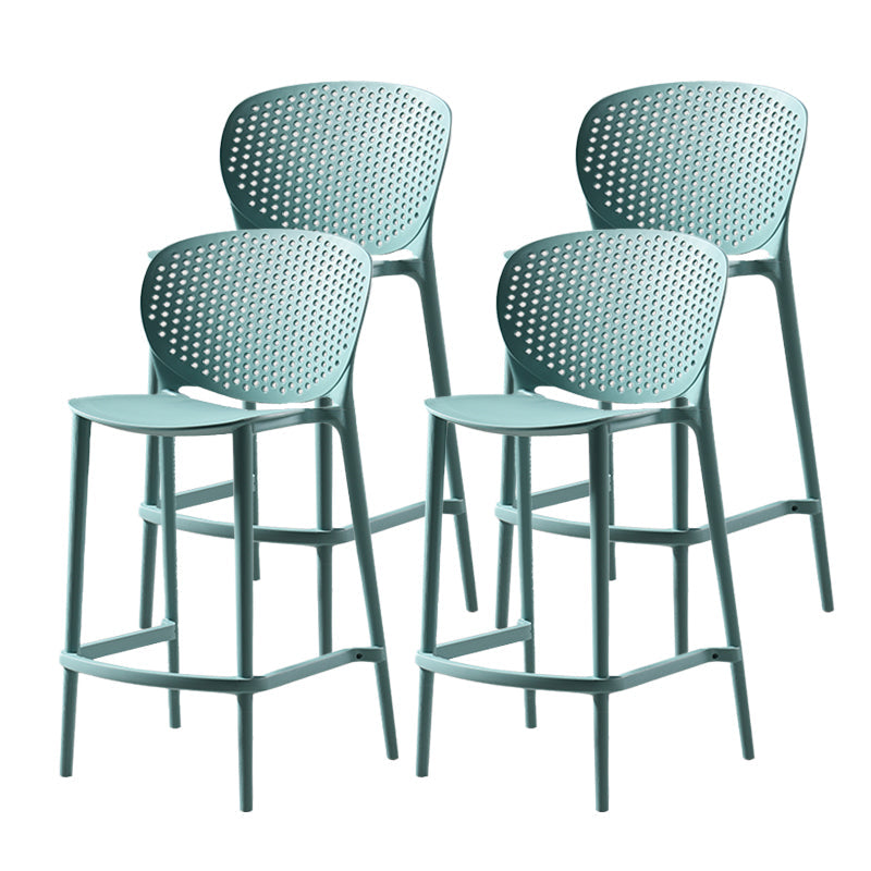 Contemporary Style Stackable Bar-stool Plastic Counter Bar Stool for Home Turquoise 4 Piece Set Counter Stool(26"H) Clearhalo 'Bar Furniture' 'Bar Stools' 'bar_stools' 'furn' 'furn_bar_stools' 'Furniture' 'furniture_bar_stools' 'Kitchen & Dining Furniture' 5042588