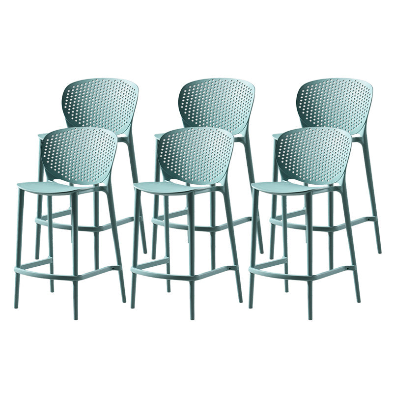 Contemporary Style Stackable Bar-stool Plastic Counter Bar Stool for Home Turquoise 6 Piece Set Counter Stool(26"H) Clearhalo 'Bar Furniture' 'Bar Stools' 'bar_stools' 'furn' 'furn_bar_stools' 'Furniture' 'furniture_bar_stools' 'Kitchen & Dining Furniture' 5042590