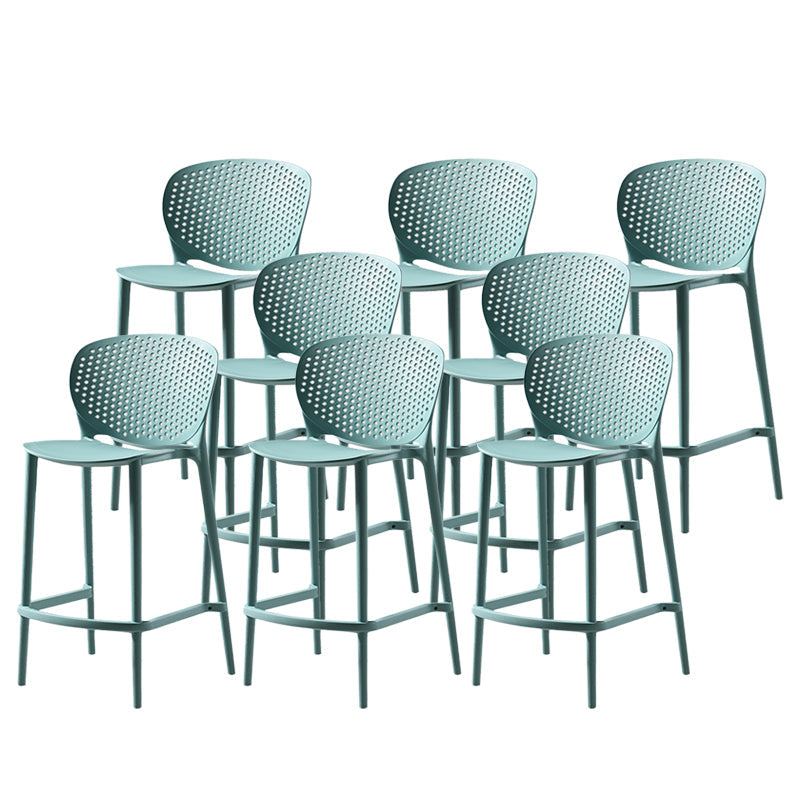 Contemporary Style Stackable Bar-stool Plastic Counter Bar Stool for Home Turquoise 8 Piece Set Counter Stool(26"H) Clearhalo 'Bar Furniture' 'Bar Stools' 'bar_stools' 'furn' 'furn_bar_stools' 'Furniture' 'furniture_bar_stools' 'Kitchen & Dining Furniture' 5042591