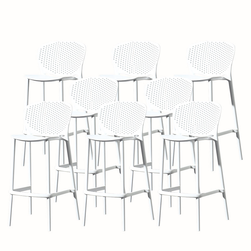 Contemporary Style Stackable Bar-stool Plastic Counter Bar Stool for Home White 8 Piece Set Bar Stool(30"H) Clearhalo 'Bar Furniture' 'Bar Stools' 'bar_stools' 'furn' 'furn_bar_stools' 'Furniture' 'furniture_bar_stools' 'Kitchen & Dining Furniture' 5042600