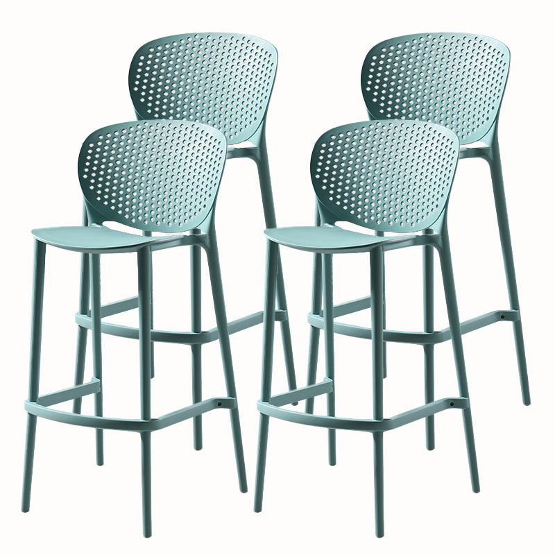 Contemporary Style Stackable Bar-stool Plastic Counter Bar Stool for Home Turquoise 4 Piece Set Bar Stool(30"H) Clearhalo 'Bar Furniture' 'Bar Stools' 'bar_stools' 'furn' 'furn_bar_stools' 'Furniture' 'furniture_bar_stools' 'Kitchen & Dining Furniture' 5042603