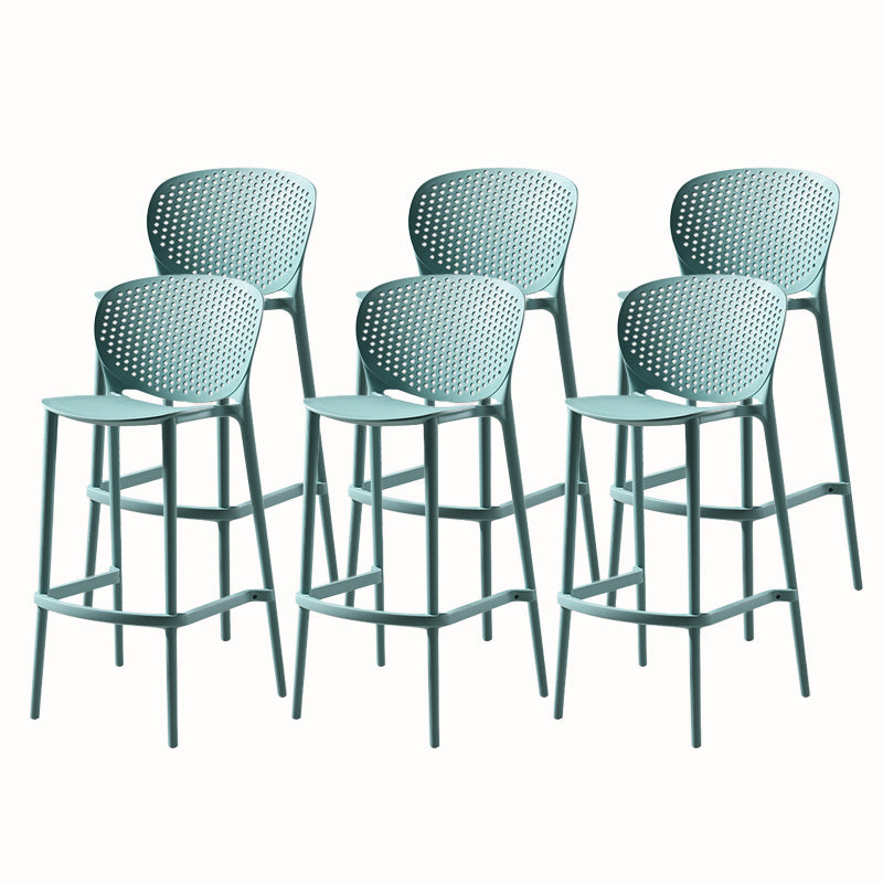 Contemporary Style Stackable Bar-stool Plastic Counter Bar Stool for Home Turquoise 6 Piece Set Bar Stool(30"H) Clearhalo 'Bar Furniture' 'Bar Stools' 'bar_stools' 'furn' 'furn_bar_stools' 'Furniture' 'furniture_bar_stools' 'Kitchen & Dining Furniture' 5042605