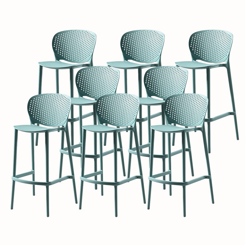 Contemporary Style Stackable Bar-stool Plastic Counter Bar Stool for Home Turquoise 8 Piece Set Bar Stool(30"H) Clearhalo 'Bar Furniture' 'Bar Stools' 'bar_stools' 'furn' 'furn_bar_stools' 'Furniture' 'furniture_bar_stools' 'Kitchen & Dining Furniture' 5042607