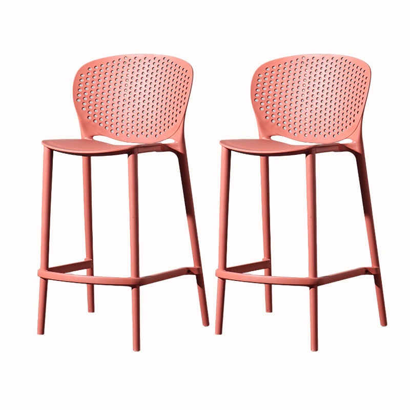 Contemporary Style Stackable Bar-stool Plastic Counter Bar Stool for Home Red 2 Piece Set Counter Stool(26"H) Clearhalo 'Bar Furniture' 'Bar Stools' 'bar_stools' 'furn' 'furn_bar_stools' 'Furniture' 'furniture_bar_stools' 'Kitchen & Dining Furniture' 5042608
