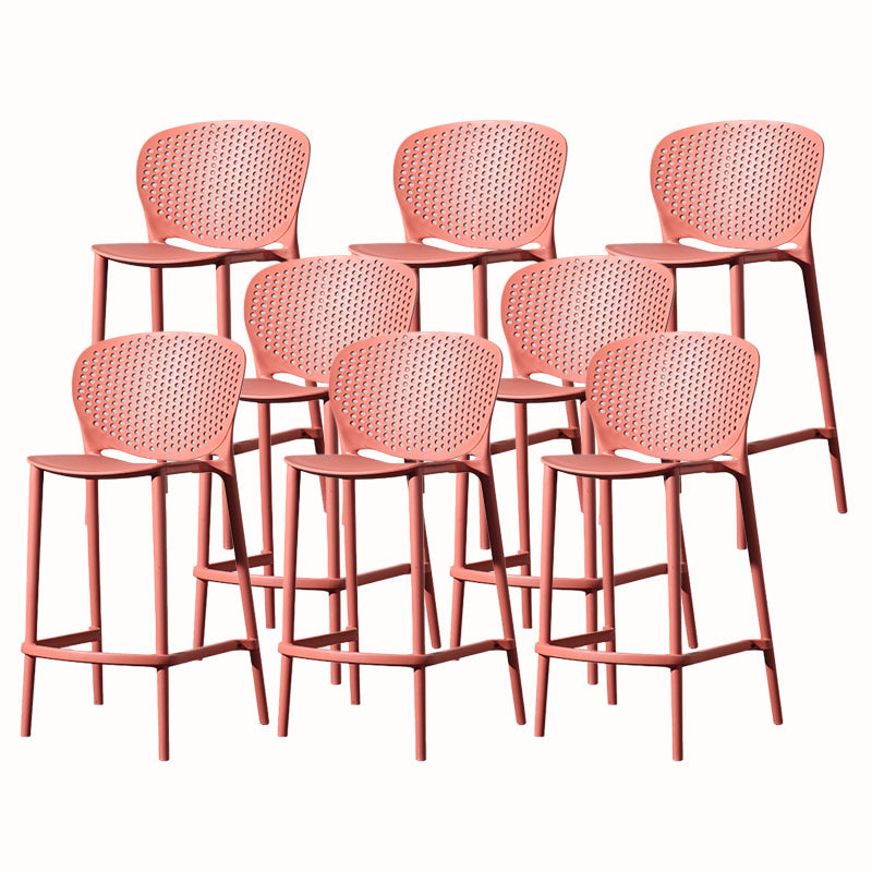 Contemporary Style Stackable Bar-stool Plastic Counter Bar Stool for Home Red 8 Piece Set Counter Stool(26"H) Clearhalo 'Bar Furniture' 'Bar Stools' 'bar_stools' 'furn' 'furn_bar_stools' 'Furniture' 'furniture_bar_stools' 'Kitchen & Dining Furniture' 5042611