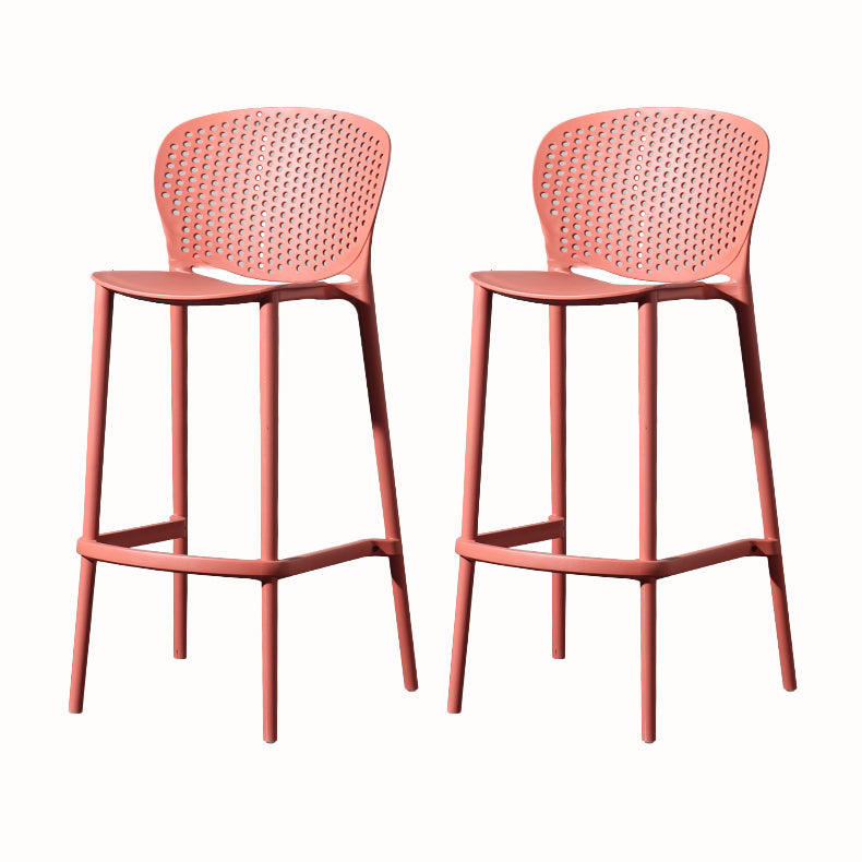 Contemporary Style Stackable Bar-stool Plastic Counter Bar Stool for Home Red 2 Piece Set Bar Stool(30"H) Clearhalo 'Bar Furniture' 'Bar Stools' 'bar_stools' 'furn' 'furn_bar_stools' 'Furniture' 'furniture_bar_stools' 'Kitchen & Dining Furniture' 5042612