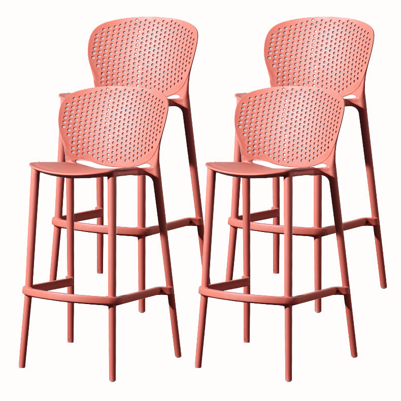 Contemporary Style Stackable Bar-stool Plastic Counter Bar Stool for Home Red 4 Piece Set Bar Stool(30"H) Clearhalo 'Bar Furniture' 'Bar Stools' 'bar_stools' 'furn' 'furn_bar_stools' 'Furniture' 'furniture_bar_stools' 'Kitchen & Dining Furniture' 5042613