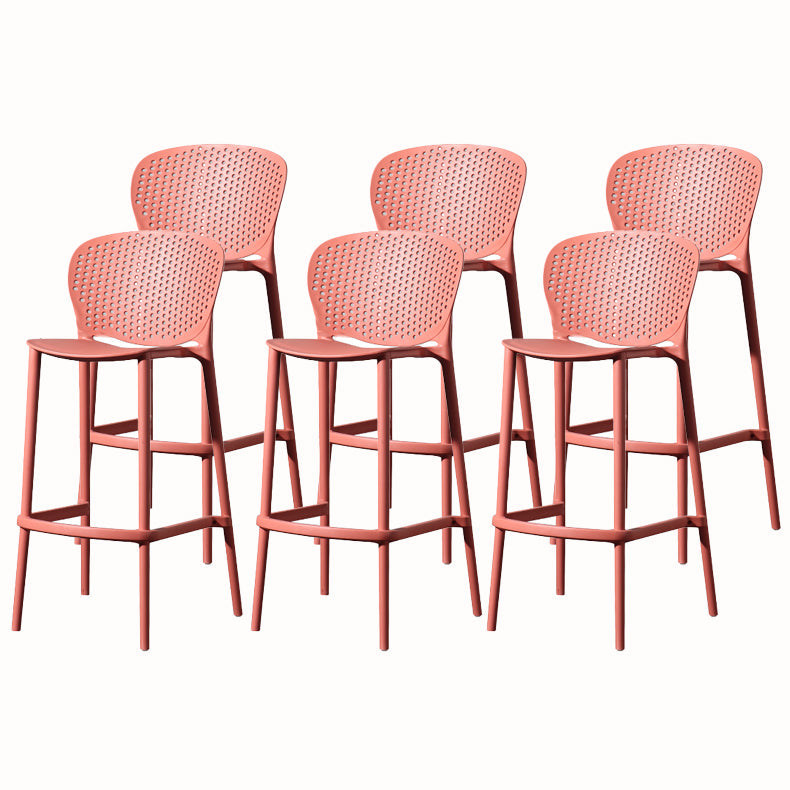 Contemporary Style Stackable Bar-stool Plastic Counter Bar Stool for Home Red 6 Piece Set Bar Stool(30"H) Clearhalo 'Bar Furniture' 'Bar Stools' 'bar_stools' 'furn' 'furn_bar_stools' 'Furniture' 'furniture_bar_stools' 'Kitchen & Dining Furniture' 5042614