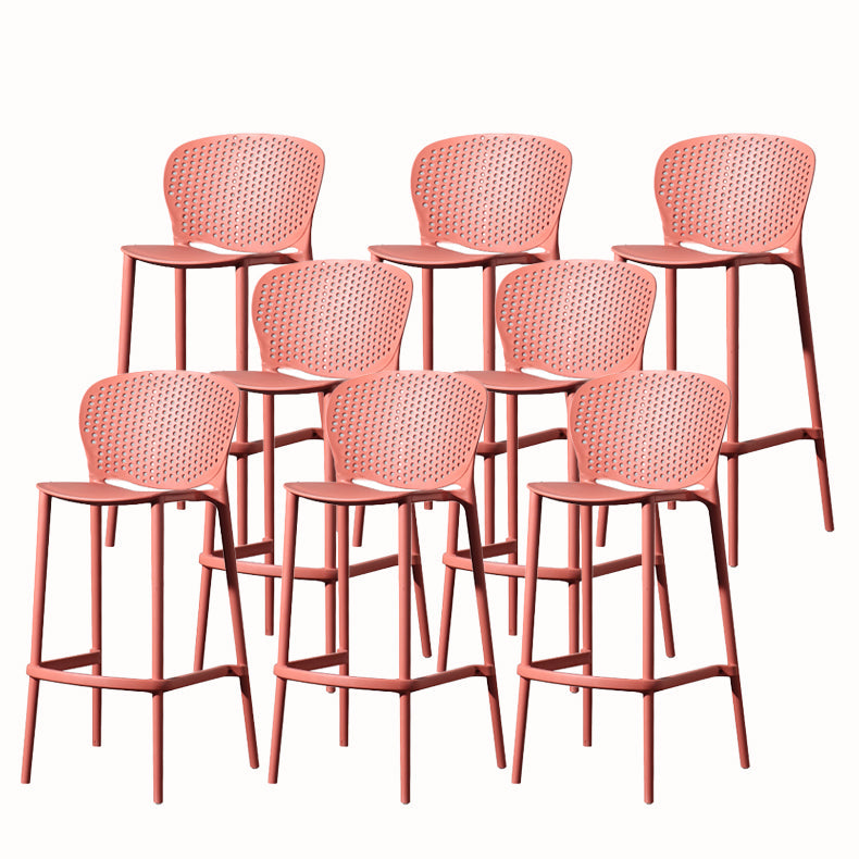 Contemporary Style Stackable Bar-stool Plastic Counter Bar Stool for Home Red 8 Piece Set Bar Stool(30"H) Clearhalo 'Bar Furniture' 'Bar Stools' 'bar_stools' 'furn' 'furn_bar_stools' 'Furniture' 'furniture_bar_stools' 'Kitchen & Dining Furniture' 5042615