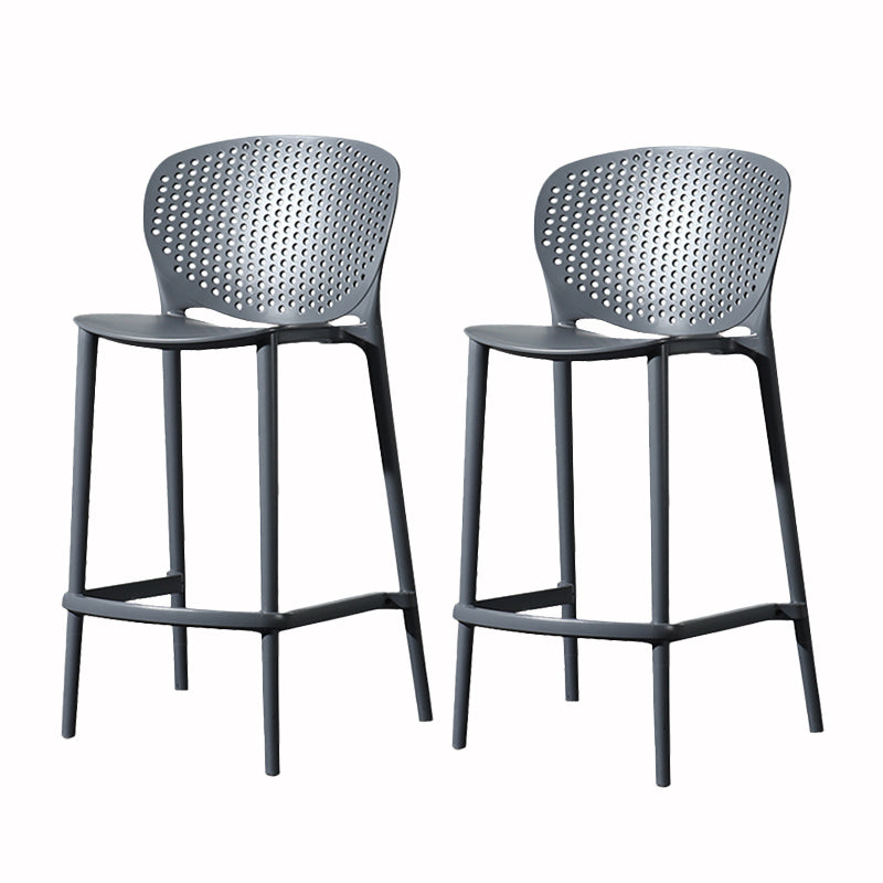 Contemporary Style Stackable Bar-stool Plastic Counter Bar Stool for Home Black-Gray 2 Piece Set Counter Stool(26"H) Clearhalo 'Bar Furniture' 'Bar Stools' 'bar_stools' 'furn' 'furn_bar_stools' 'Furniture' 'furniture_bar_stools' 'Kitchen & Dining Furniture' 5042616