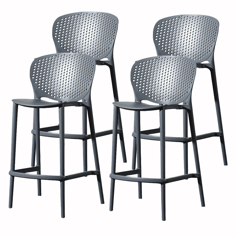 Contemporary Style Stackable Bar-stool Plastic Counter Bar Stool for Home Black-Gray 4 Piece Set Counter Stool(26"H) Clearhalo 'Bar Furniture' 'Bar Stools' 'bar_stools' 'furn' 'furn_bar_stools' 'Furniture' 'furniture_bar_stools' 'Kitchen & Dining Furniture' 5042617