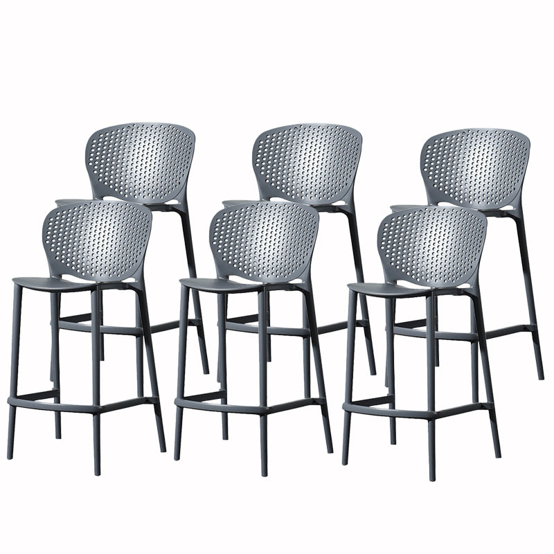 Contemporary Style Stackable Bar-stool Plastic Counter Bar Stool for Home Black-Gray 6 Piece Set Counter Stool(26"H) Clearhalo 'Bar Furniture' 'Bar Stools' 'bar_stools' 'furn' 'furn_bar_stools' 'Furniture' 'furniture_bar_stools' 'Kitchen & Dining Furniture' 5042618