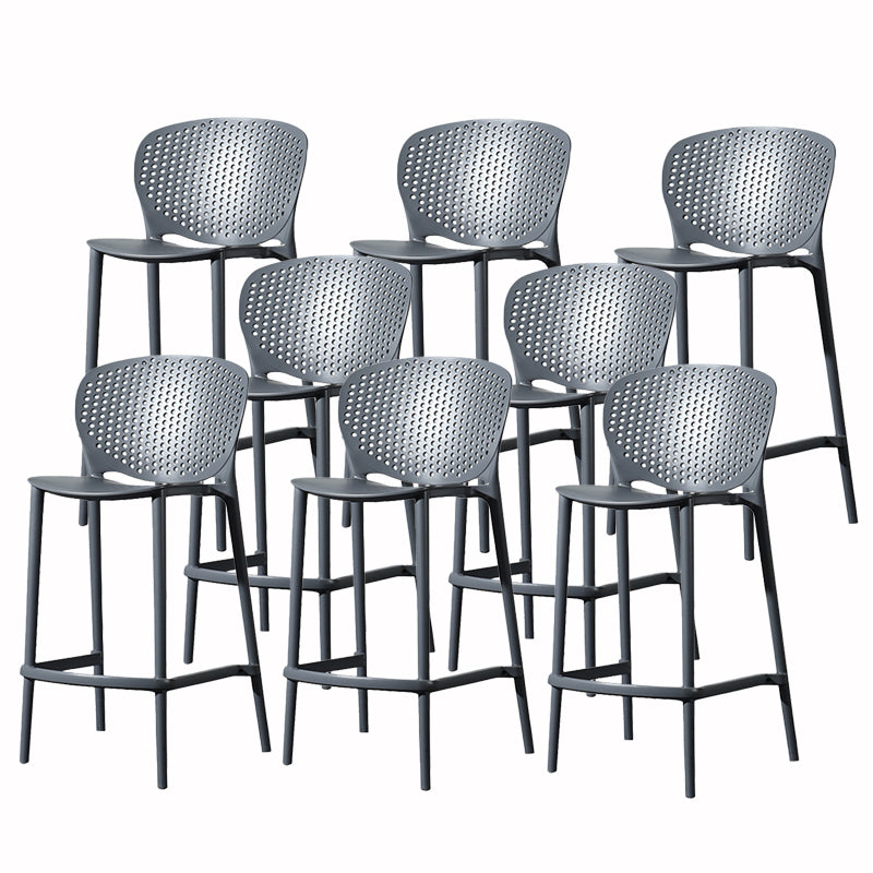 Contemporary Style Stackable Bar-stool Plastic Counter Bar Stool for Home Black-Gray 8 Piece Set Counter Stool(26"H) Clearhalo 'Bar Furniture' 'Bar Stools' 'bar_stools' 'furn' 'furn_bar_stools' 'Furniture' 'furniture_bar_stools' 'Kitchen & Dining Furniture' 5042619