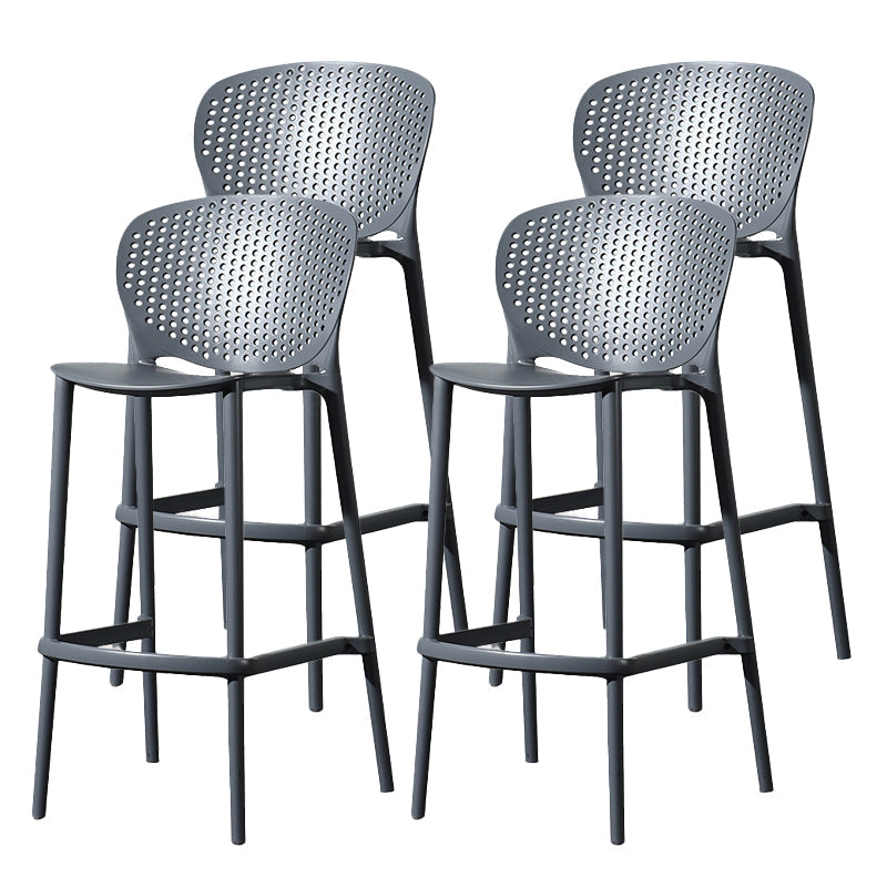 Contemporary Style Stackable Bar-stool Plastic Counter Bar Stool for Home Black-Gray 4 Piece Set Bar Stool(30"H) Clearhalo 'Bar Furniture' 'Bar Stools' 'bar_stools' 'furn' 'furn_bar_stools' 'Furniture' 'furniture_bar_stools' 'Kitchen & Dining Furniture' 5042621